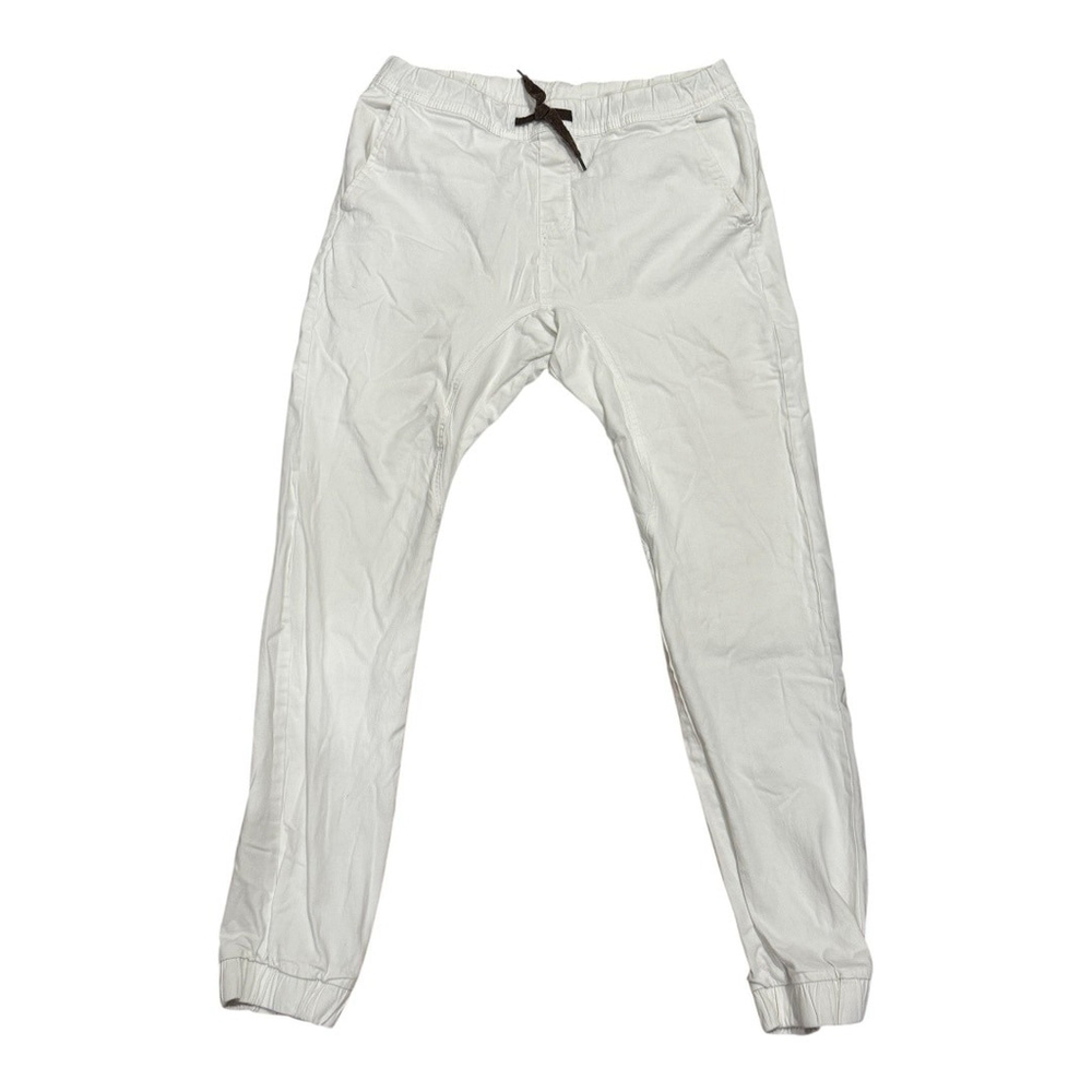 WT02 Pants Mens Large White Drawstring Jogger Elastic Cuff Casual Streetwear